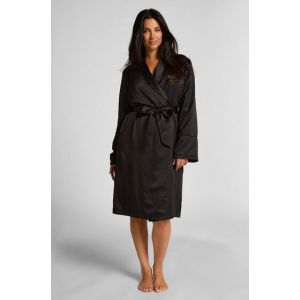 Hunkem&ouml;ller Peignoir en polaire satin&eacute;e Noir - Taille M/L