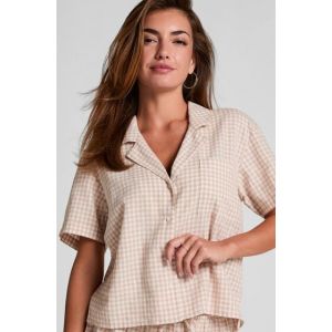 Hunkemöller Veste en lin à carreaux Beige - Taille XS