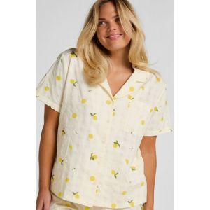 Hunkem&ouml;ller Veste de Pyjama Citron Blanc - Taille XS