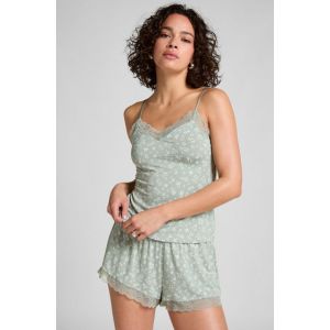 Hunkemöller Ensemble de pyjama Jersey avec dentelle Vert - Taille XL