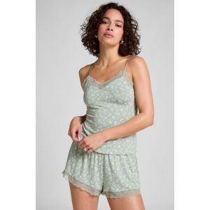 Hunkemöller Ensemble de pyjama Jersey avec dentelle Vert - Taille XS
