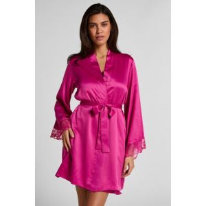 Hunkem&ouml;ller Kimono en satin Peonie Rose - Taille XL/XXL