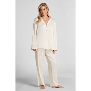 Hunkem&ouml;ller Pantalon &agrave; rayures en satin Blanc - Taille XL