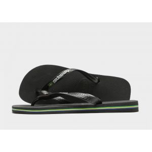 Havaianas Tongs Logo Br&eacute;sil Homme - Noir, Noir - Taille 37/38
