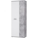 Armoire a chaussures MISCA - Style contemporain effet b&eacute;ton et blanc mat - L 69 cm
