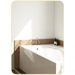 HOMCOM Miroir murale miroir salle de bain rectangulaire avec cadre en alliage d'aluminium or pour chambre, salon 50 x 70 cm