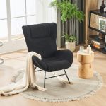 Fauteuil à bascule Chaise à bascule de loisirs avec dossiers ergonomiques et accoudoirs de soutien, en velours Teddy confortable, Gris   Aosom France