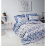Parure de lit - 1 housse de couette 220 x 240 cm + 2 taies d'oreiller 60 x 60 cm - 100% coton renforc&eacute; - Bleu