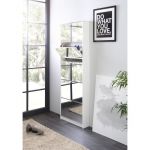 Meuble a chaussures - Blanc et Facades miroir- L58 x H177 x P17 cm - 15 paires - 5 abattants  - KOBLENZ