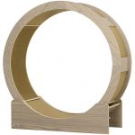 PawHut Roue de course pour chat d'intérieur tapis roulant avec frein coussins de grattage diamètre 91 cm naturel