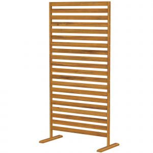 Outsunny Brise-vue Bois &agrave; Lamelles Claustra Paravent Ext&eacute;rieur Autoportant pour Jardin Terrasse 80x40x170cm Marron