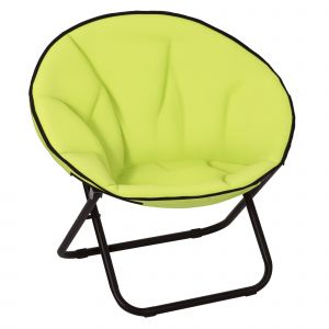Outsunny Loveuse Fauteuil Rond de Jardin Fauteuil Lune papasan Pliable Grand Confort 80L x 80l x 75H cm Grand Coussin fourni Oxford Jaune Fluo