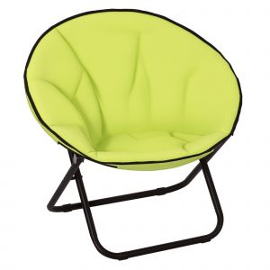 Outsunny Loveuse Fauteuil Rond de Jardin Fauteuil Lune papasan Pliable Grand Confort 80L x 80l x 75H cm Grand Coussin fourni Oxford Jaune Fluo