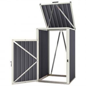 Outsunny Abri pour 1 poubelle 240L cache poubelle extérieur couvercle relevable 180° acier galvanisé 73 x 81 x 122 cm gris foncé