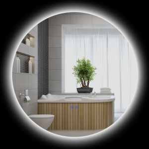 Kleankin Miroir Rond LED Salle de Bain &Oslash;70cm Luminosit&eacute; Tactile Antibu&eacute;e Gris   Aosom France