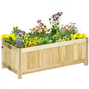 Outsunny Jardini&egrave;re rectangulaire en bois pliable carr&eacute; potager sur&eacute;lev&eacute; dim. 70L x 30l x 25H cm naturel
