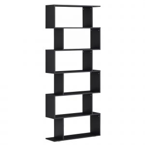 Homcom Bibliothèque Etagère de Livres Etagère ZigZag 6 Niveaux Design Contemporain 80 x 25 x 192 cm Noir