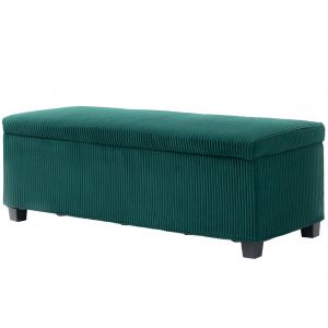 HOMCOM Banc de rangement bout de lit en velours côtelé avec couvercle, pour salon, chambre, entrée, 112 x 42 x 40 cm, vert