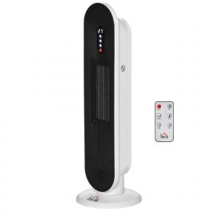 HOMCOM Chauffage soufflant oscillant 1200/2000 W - mini radiateur céramique PTC - télécommande incluse - chauffage d'appoint