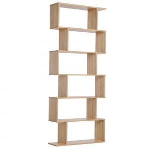 Homcom Bibliothèque étagère zig zag design contemporain 80L x 23l x 192H cm 6 niveaux coloris chêne clair aosom france