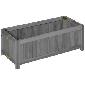 Outsunny Carr&eacute; Potager de jardin pliable en Bois massif, Jardini&egrave;re Sur&eacute;lev&eacute; 70 x 30 x 25 cm pour Jardin Balcon Terrasse gris