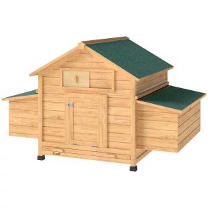 PawHut Poulailler en bois abri pour 2-4 poules toit ouvrant &eacute;tanche & 2 pondoirs 150 x 100 x 96,5 cm jaune