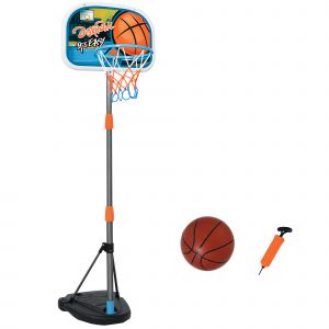 HOMCOM Panier de Basket-Ball sur Pied avec Poteau Base lestage Panneau + Ballon + Pompe Hauteur réglable 1,26 – 1,58 m