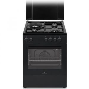 Cuisiniere mixte CONTINENTAL EDISON CECM60FCB - 3 feux gaz + 1 &eacute;lectrique - L59,8 x P61 xH83 cm - Noir
