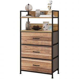 HOMCOM Meuble de rangement style industriel commode 3 tiroirs en tissu amovibles et 2 étagères - 60 x 29 x 101cm - MDF et métal