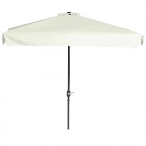 Outsunny Demi parasol parasol de balcon 5 entretoises m&eacute;tal chemin&eacute;e incluse 2,3 x 1,3 x 2,49 m polyester haute densit&eacute; cr&egrave;me