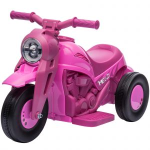 AIYAPLAY Moto électrique enfants 2-5 ans, 3 roues, 6 V, 3 km/h, avec fonction de bulles, effets lumineux et sonores, rose