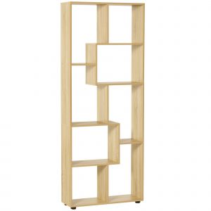 HOMCOM Bibliothèque étagère Zig zag Design Contemporain 70L x 24l x 178H cm Panneaux Particules Bois naturel