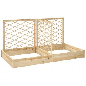 Outsunny Jardinière avec 3 treillis modulable, bac à fleurs en bois pour balcon terrasse patio, 222 x 114 x 109 cm, bois naturel