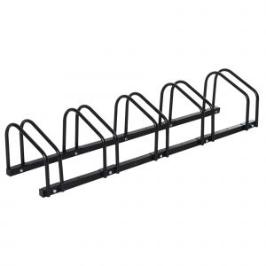 HOMCOM Râtelier 5 vélos range-vélos support rangement vélo à pneu 65 mm dim. 145L x 33l x 27H cm acier noir