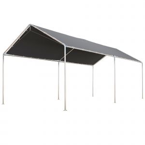 Outsunny Carport auvent pour voiture 6 x 3 m acier galvanis&eacute; robuste toit PE haute densit&eacute; gris