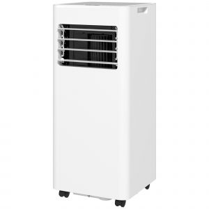 HOMCOM Climatiseur mobile 9000 BTU/H 3 en 1 refroidissement ventilateur d&eacute;shumidificateur minuterie 24H et t&eacute;l&eacute;commande blanc