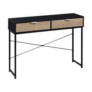 HOMCOM Console Moderne pour Entrée et Salon avec 2 Tiroirs en Métal 100x30x75cm - Noir