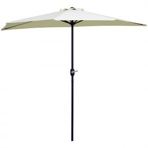 Outsunny Demi parasol, parasol de balcon 5 entretoises acier polyester 2,6L x 1,35l x 2,3H m beige