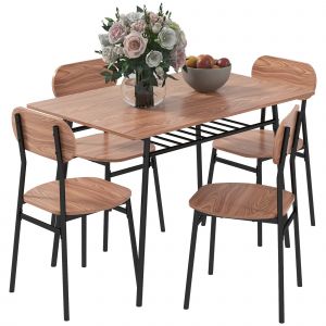 HOMCOM Ensemble de table avec chaises pour salle à manger, design industriel, 110 cm x 70 cm x 75 cm, Marron