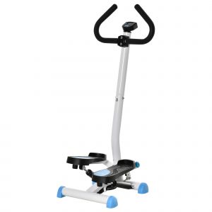 HOMCOM Stepper avec guidon stepper fitness appartement écran LCD résistance réglable exercise hanches jambes lombes pour maison acier blanc bleu noir