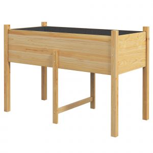 Outsunny Potager surélevé avec 2 Trous de Drainage et Sac en Tissu non Tissé, en Bois de Sapin, 115x55x80 cm