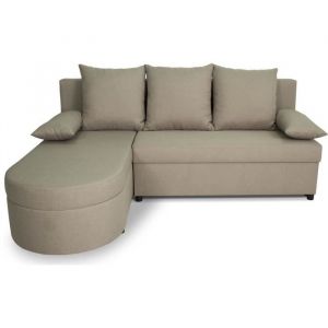Canap&eacute; d'angle convertible r&eacute;versible 3 places JEN - Tissu Beige - Style contemporain - L196 x H88 x P159 cm
