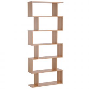 HOMCOM Biblioth&egrave;que Etag&egrave;re de Livres Etag&egrave;re de Rangement Zig Zag Design Contemporain 6 Niveaux 80 x 23 x 192 cm Bois d'&Eacute;rable