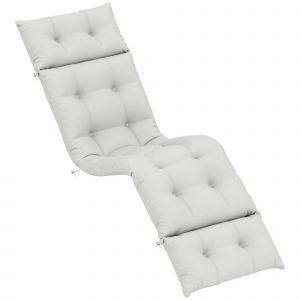 Outsunny Coussin bain de soleil &eacute;pais coussin chaise longue 190 x 56 x 10 cm, UPF20+, matelas transat six attaches, gris clair