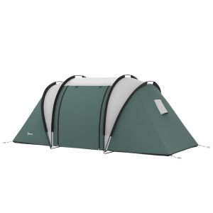 Outsunny Tente de camping familiale 4-5 personnes avec 2 chambres 3000 mm imperm&eacute;able et ventil&eacute;e, sac de transport, vert