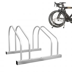 SPORTNOW Râtelier 2 vélos range-vélos support rangement vélo à pneu 61 mm dim. 50L x 34l x 27,5H cm acier argenté
