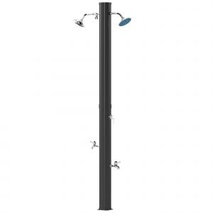 Outsunny Douche Solaire Extérieure 35 L avec 2 Pommes de Douche Rotatives Douches pour Pieds et Eau Chaude Maximum 55℃ 73x18x217 cm Noir