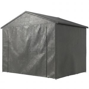 Outsunny Tente-garage 2,5 x 1,8 m &Eacute;tanche Tente de garage avec porte zipp&eacute;e enroulable Fen&ecirc;tre d'a&eacute;ration Gris fonc&eacute;