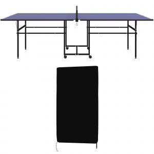SPORTNOW Table de tennis de table ping-pong pliable + housse de protection pour l'int&eacute;rieur et l'ext&eacute;rieur, bleu et noir