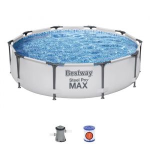 Kit Piscine hors sol tubulaire BESTWAY Steel Pro Max&trade; - 305 x 76 cm - Ronde (Avec &eacute;purateur a cartouche et pompe de filtration)